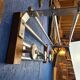 Coat rack, oak, vintage aluminum