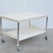 White lacquered metal & chrome serving trolley, 1960s