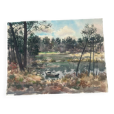 Watercolour on paper by Hourregue