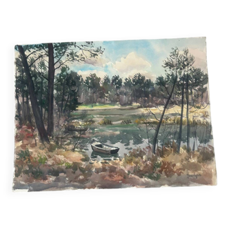 Watercolour on paper by Hourregue