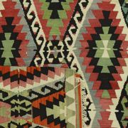 Turkish Kilim Yuruk Vintage 155x293 cm Geometric Red Green Yellow