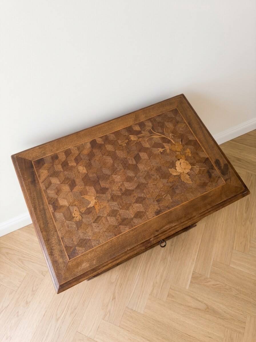 Antique marquetry wooden dresser