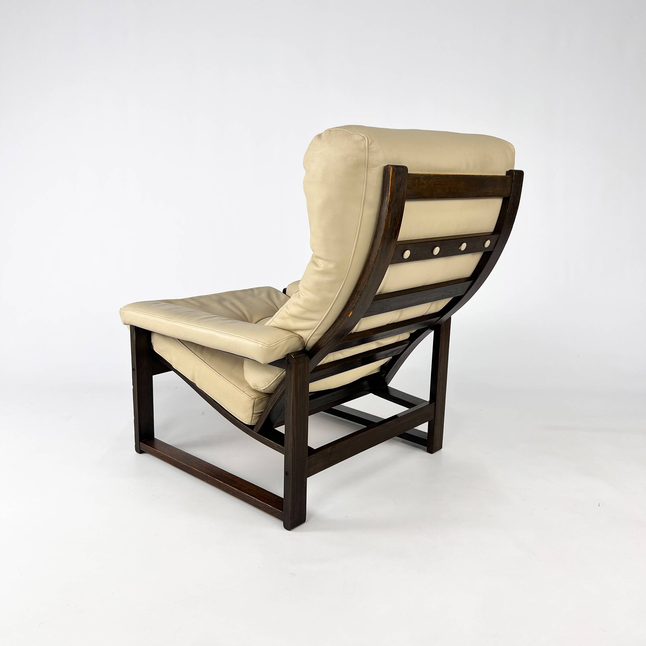 Fauteuil Scandinave en Cuir, Chêne et Bouleau, 1960
