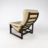 Scandinavian Leather and Oak and Birch Lounge Chair, 1960