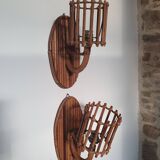 Rattan wall lamps
