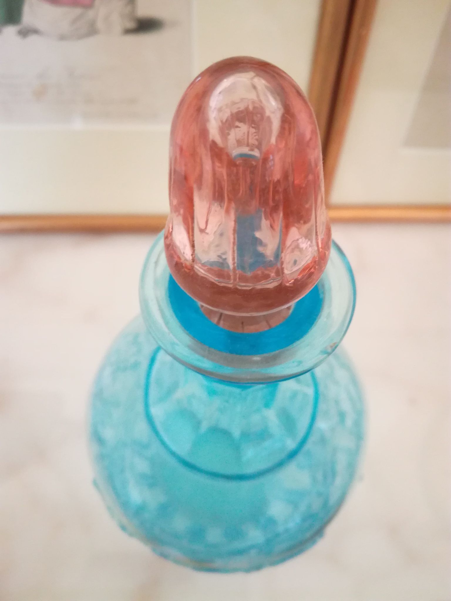 Romantic turquoise and pink flask