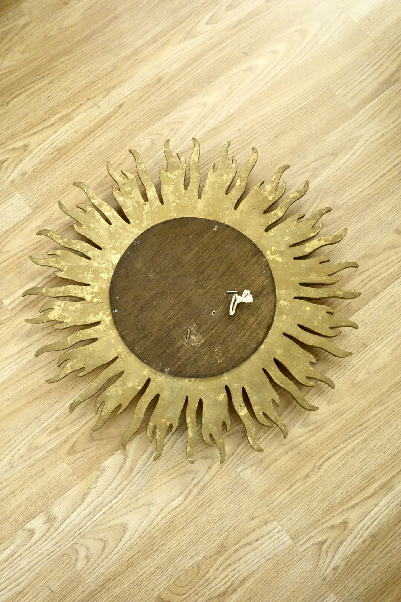 Vintage convex sun mirror in gilded wood, France 1960's