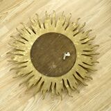 Vintage convex sun mirror in gilded wood, France 1960's