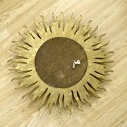 Vintage convex sun mirror in gilded wood, France 1960's