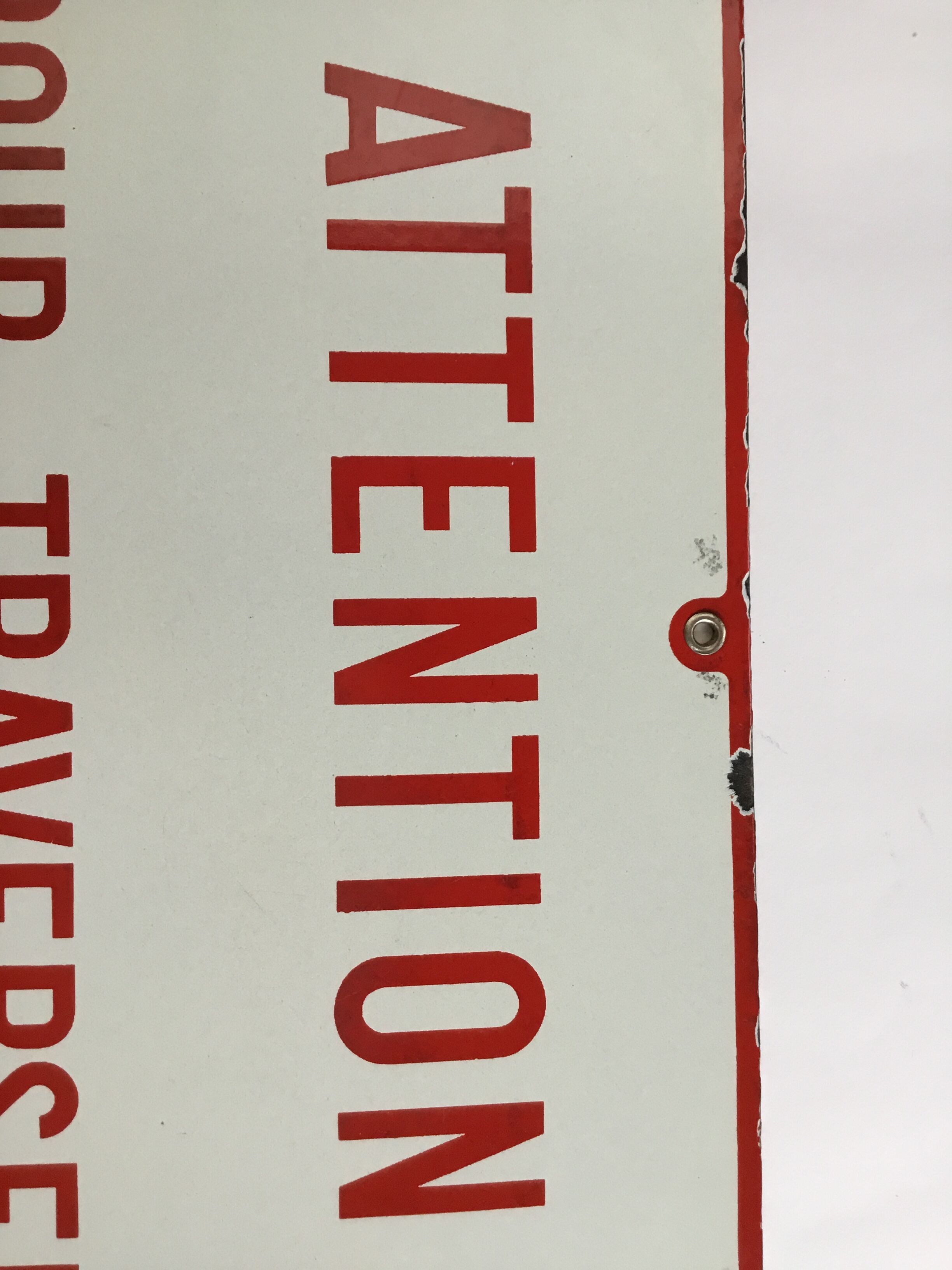 Old enamel safety plate