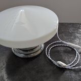 Ancien grand plafonnier skyscraper lampe à poser opaline Bahaus Art déco 1930 Ø 31 cm