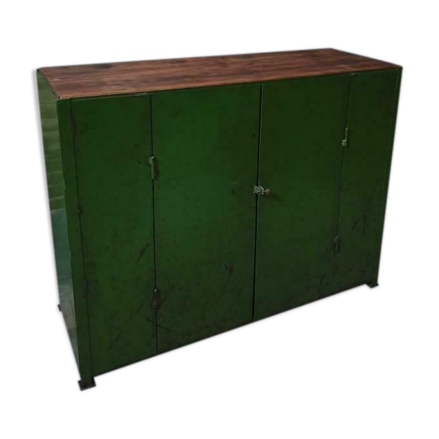 Vintage steel cupboard, shelf cupboard, kitchen island green