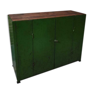 Vintage steel cupboard, shelf cupboard, kitchen island green