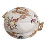 Porcelain soup tureen with heron and bamboo decor