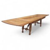 XXL Brutalist Oak Dining Table, Guillerme et Chambron
