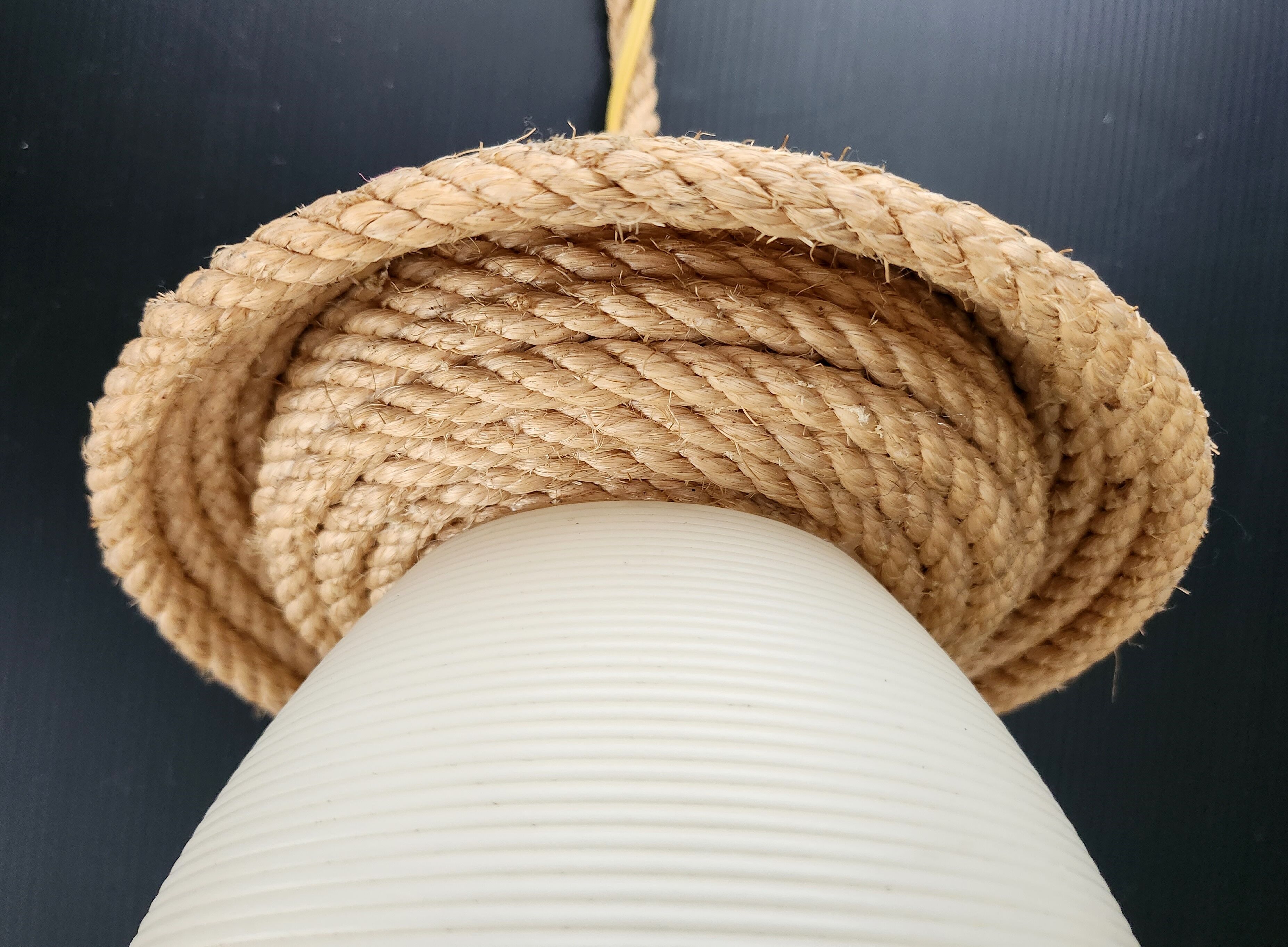 Vintage rope & rotaflex hanging lamp 1950