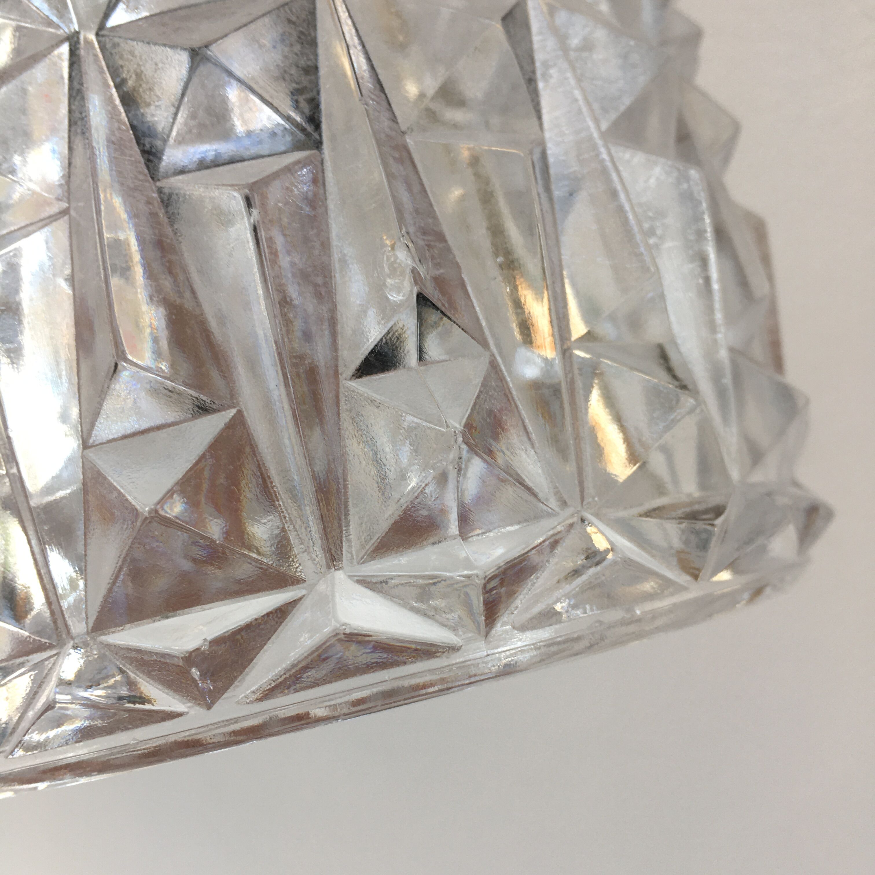 Scandinavian pendant lamp in molded glass and teak