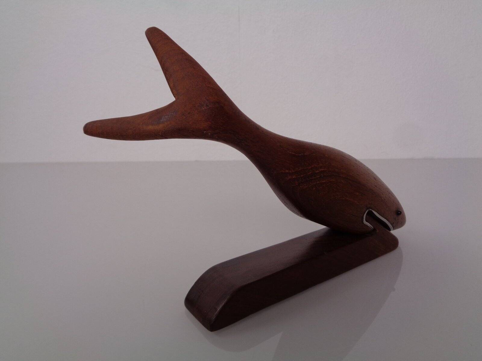 Danish Teak Shark with Stand, 1960s