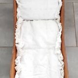 Old cradle or rocking bed for doll with bedding - Vintage