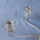 Lustre à bougies en fer forgé et verre