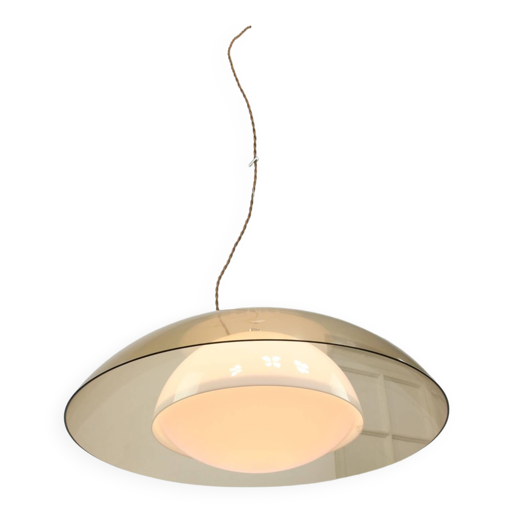Lampe rare UFO Space Age de Guzzini en marron clair, années 1970