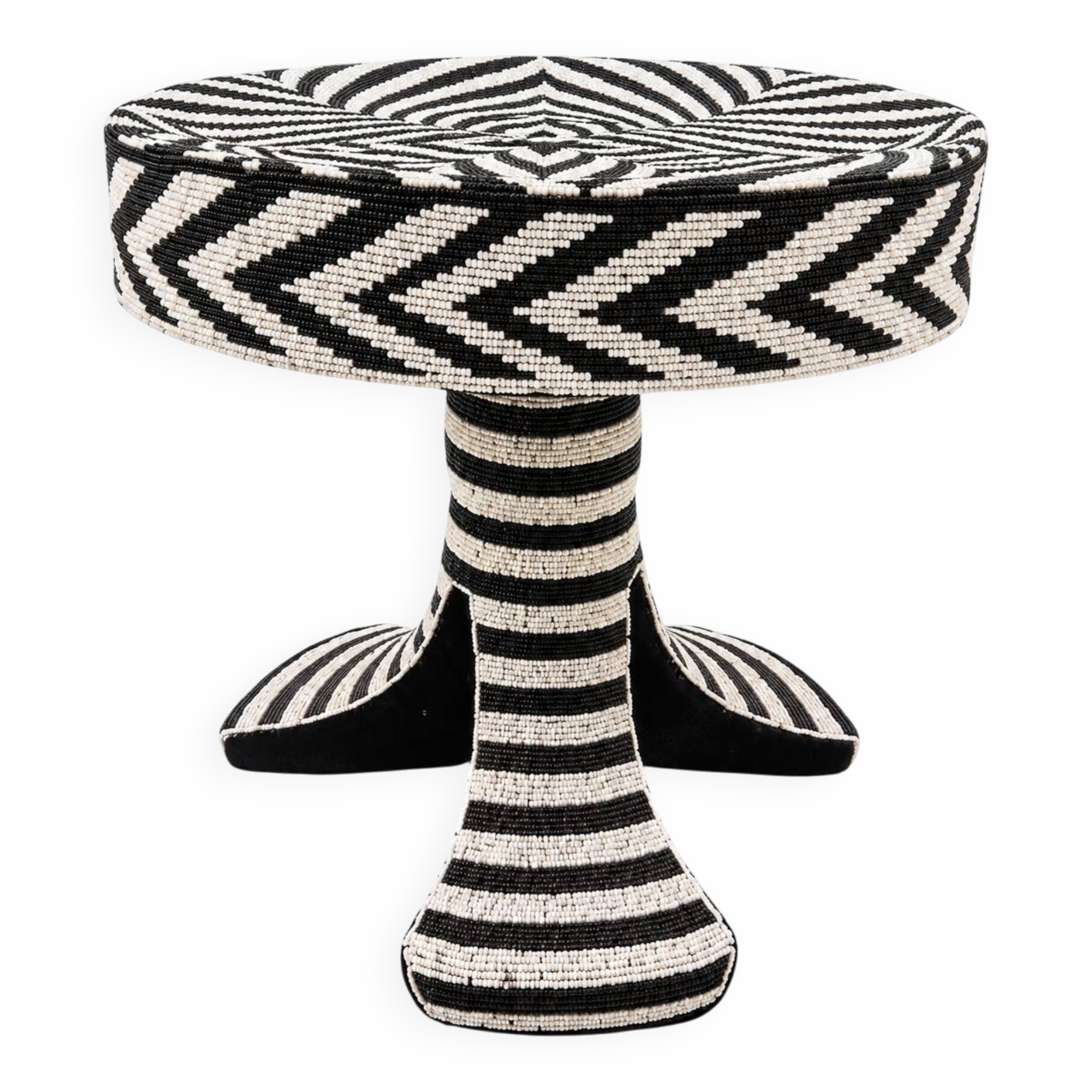 African Three-Legged Stool Beaded – Decorative African Seat