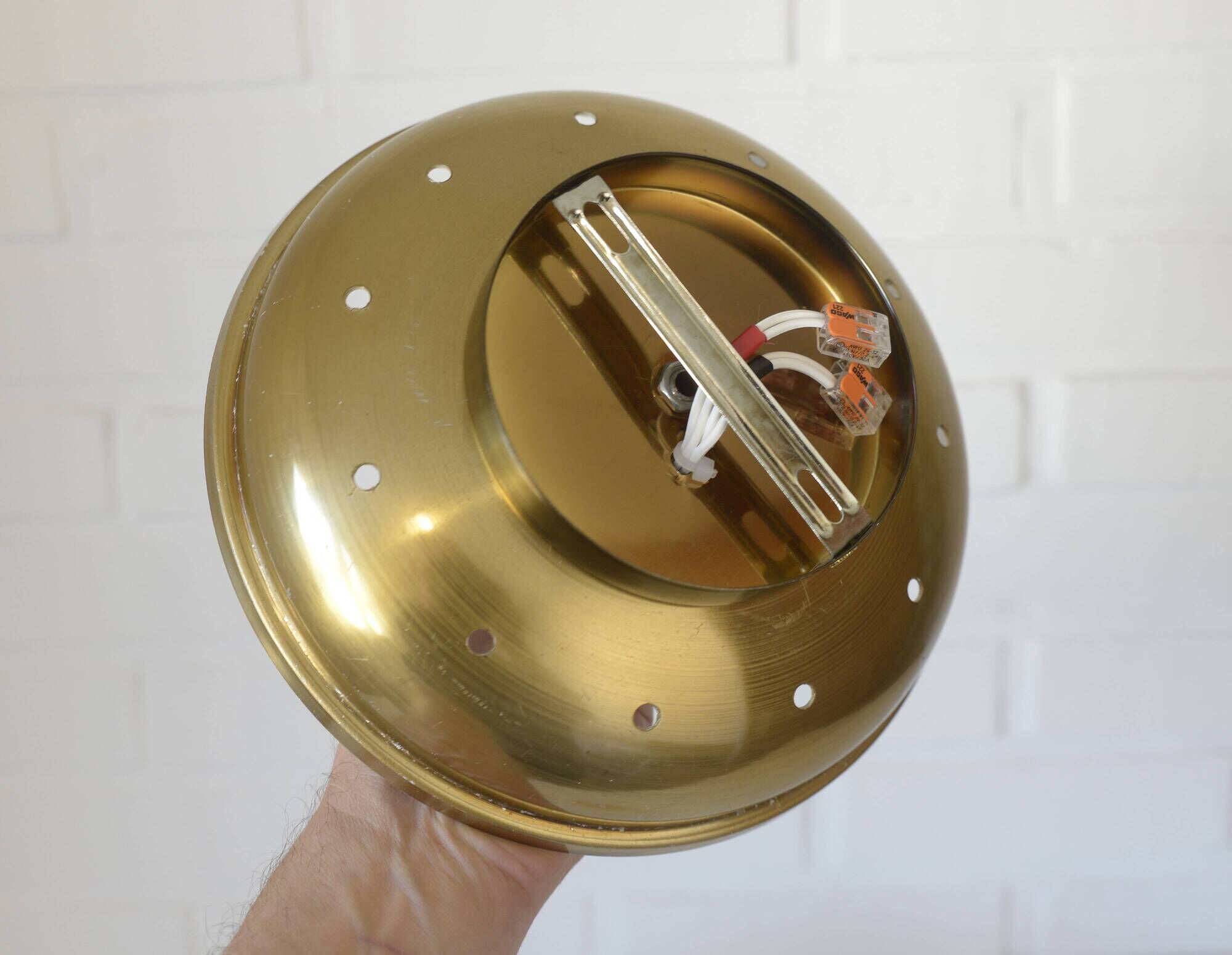 Vintage Art Deco Style Flush Mount Ceiling Light – Cut Glass & Brass.