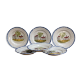 Set of 6 flat plates in faience of St Clément