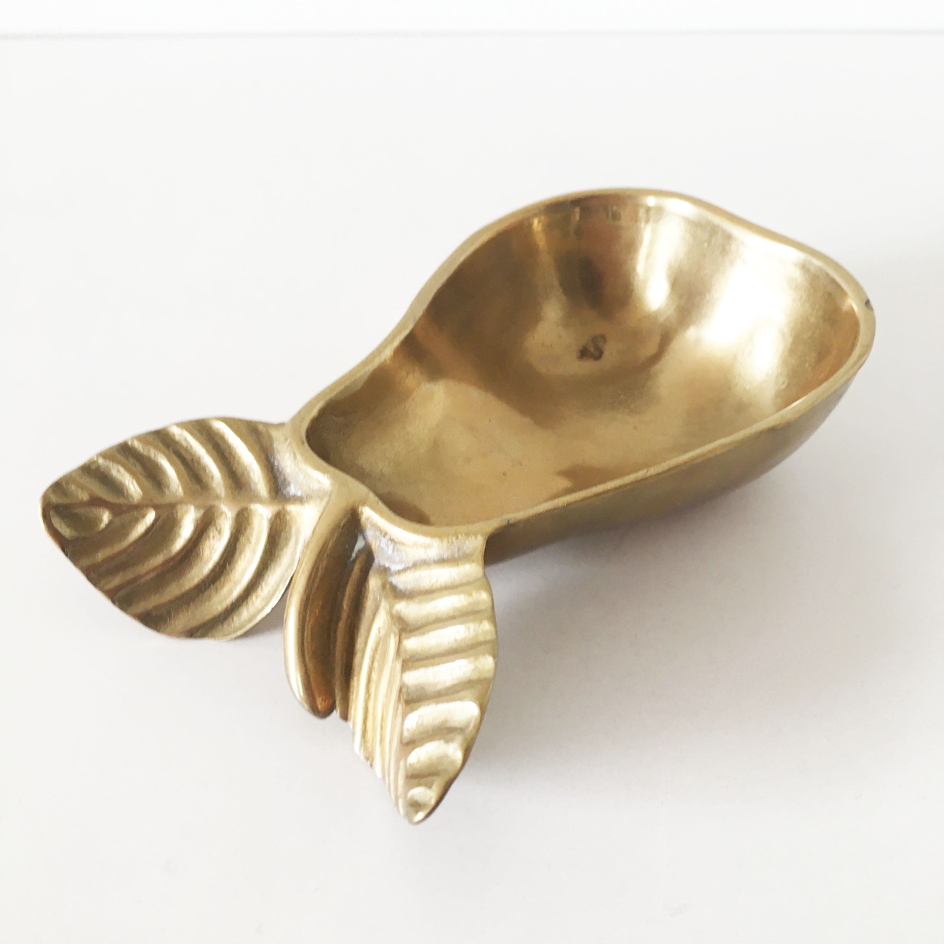 Brass pear trinket bowl