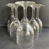 6 Large glasses 1/2 guilloché crystal – Art Nouveau