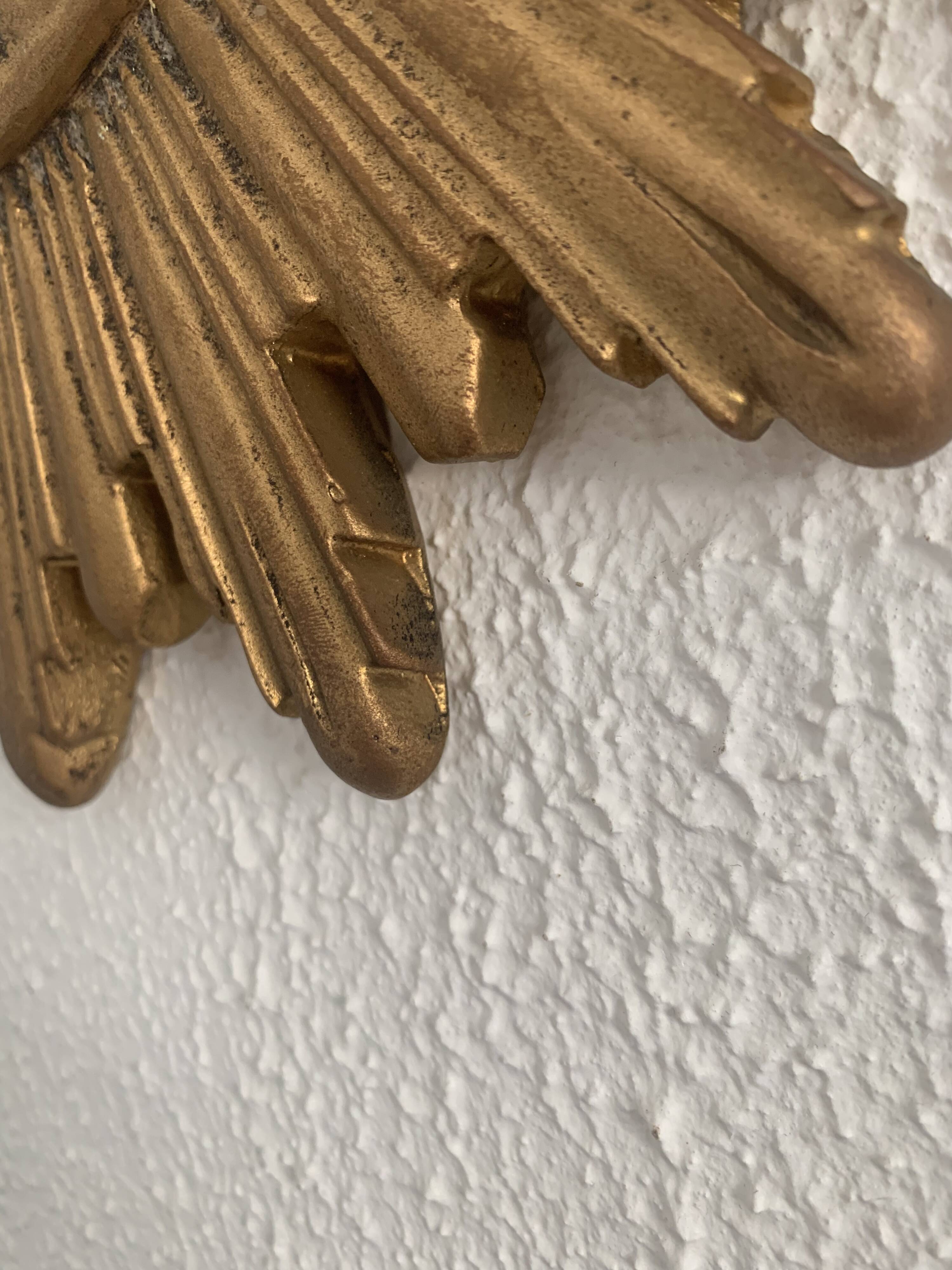 Vintage mirror 1960 sun witch gold resin - 31 cm