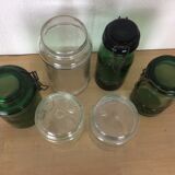 Set of 6 la Lorraine glass jars, green jar