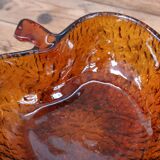 Fruit bowl and its 6 amber bowls from the 70s