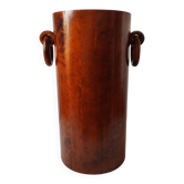 Brutalist sculptural wooden umbrella stand from the 1970s.