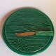 Cheese platter in antique faux-bois slurry, and its matching knife