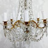 6 Light Bronze And Crystal Chandelier