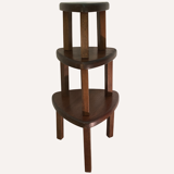 Brutalist oak organic curved oval side or nesting tables, Dutch ca 1960