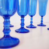Set of 9 blue champagne flutes