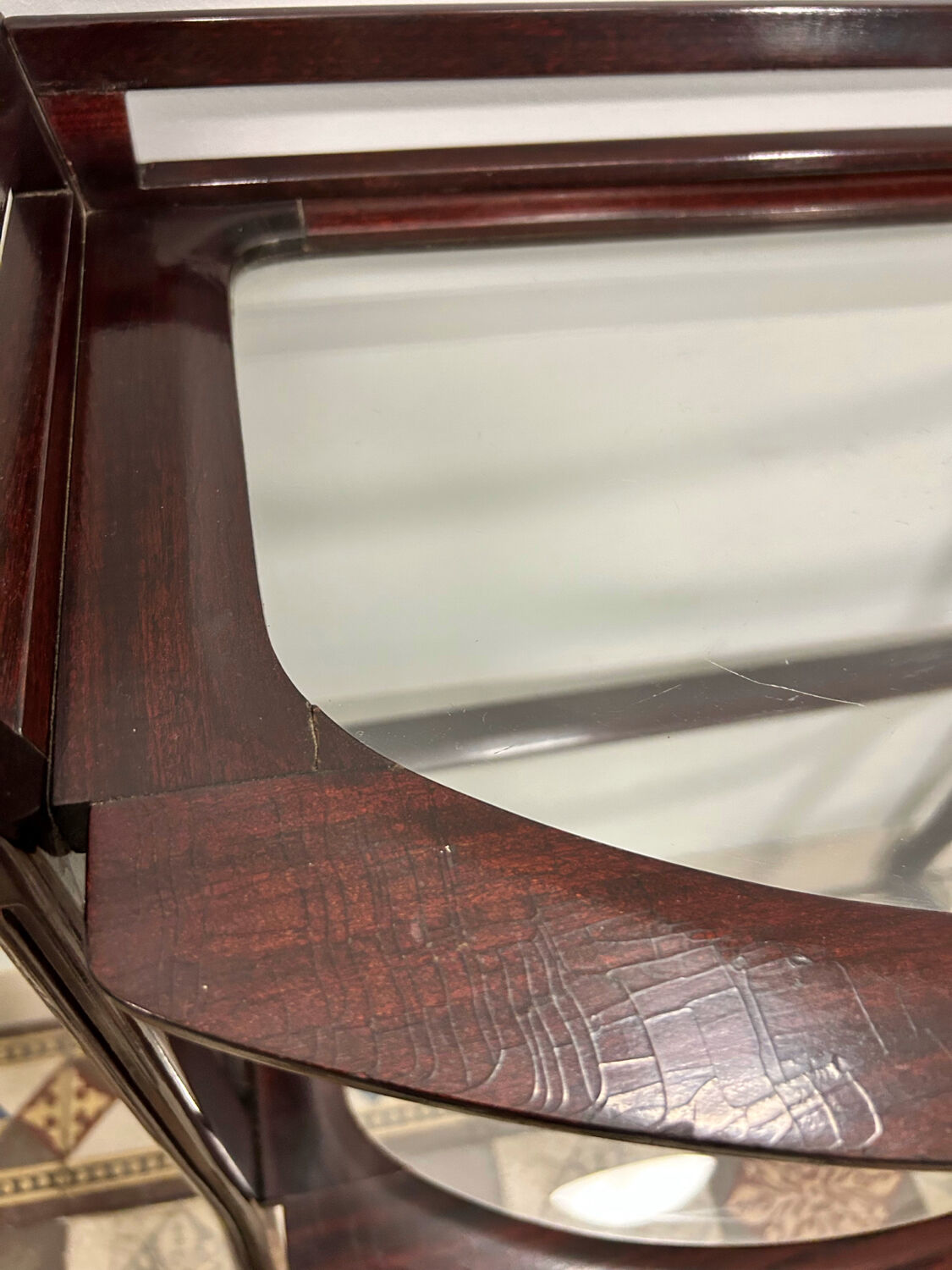 Mahogany and glass server from the 1950s