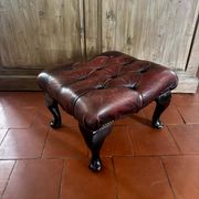 Vintage 1970s Chesterfield red leather footrest