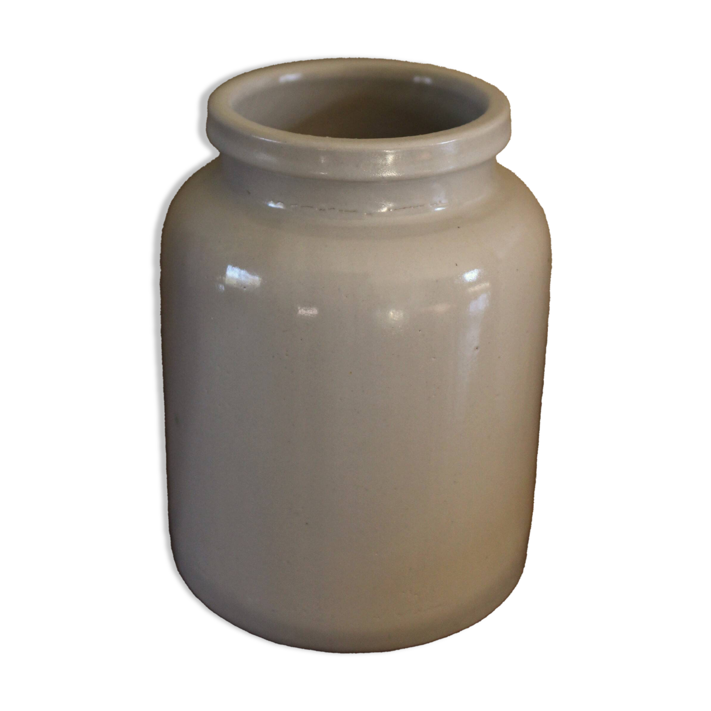 Vase, pot vintage en grès beige