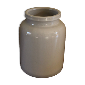 Vintage stoneware vase pot greige