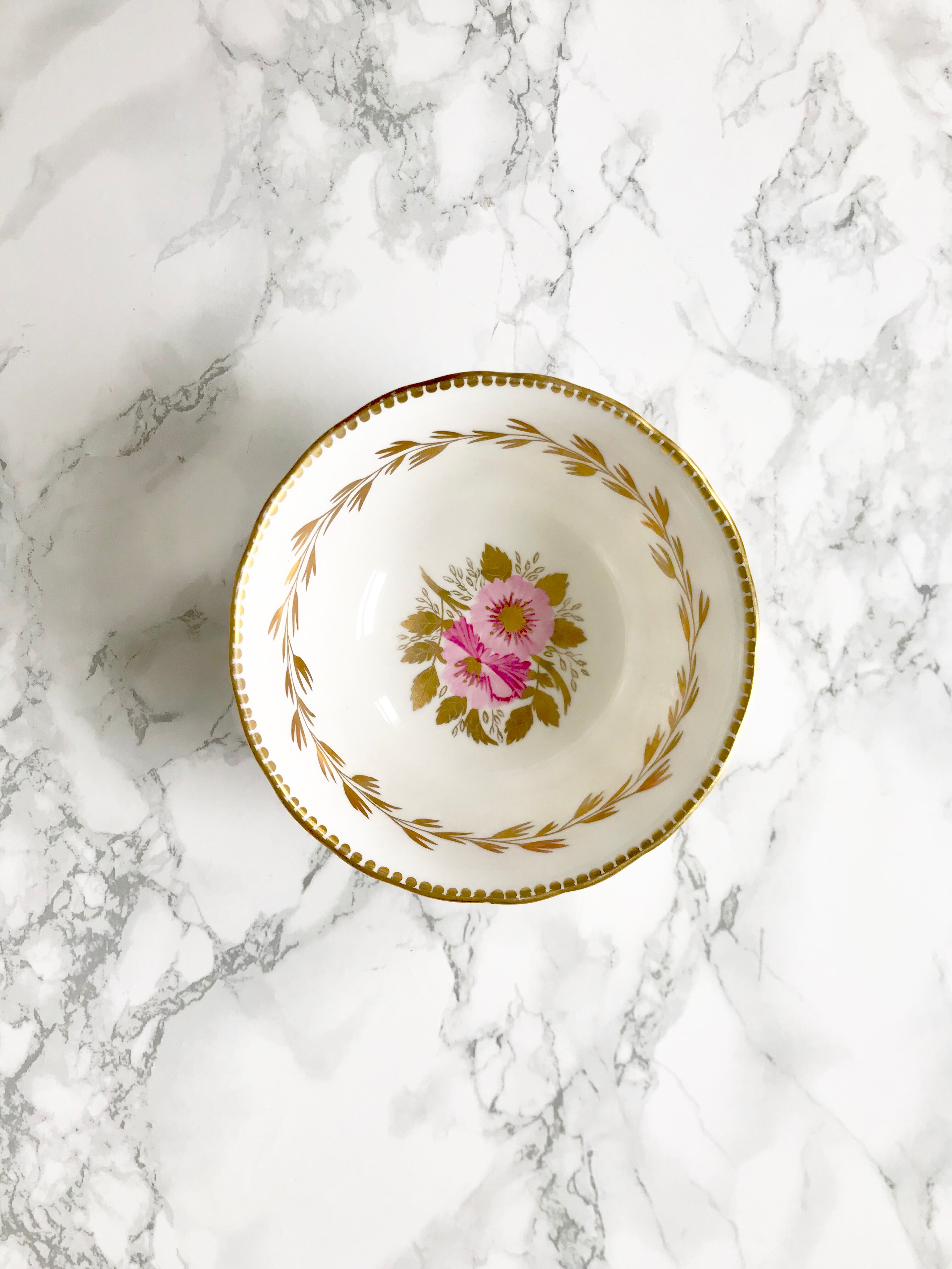 English porcelain bowl decorated with flowers