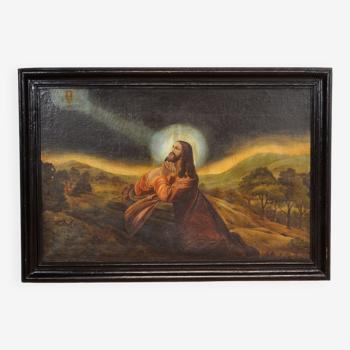 Painting Jésus, huile originale sur toile, vers 1900