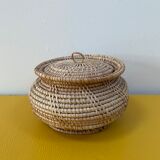 Vintage basket in braided rattan