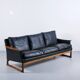 Scandinavian 3-seater sofa in leather and rosewood from the 60s
