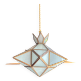 Vintage frosted glass and brass star pendant light
