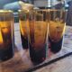 6 amber liqueur glasses from the 70s