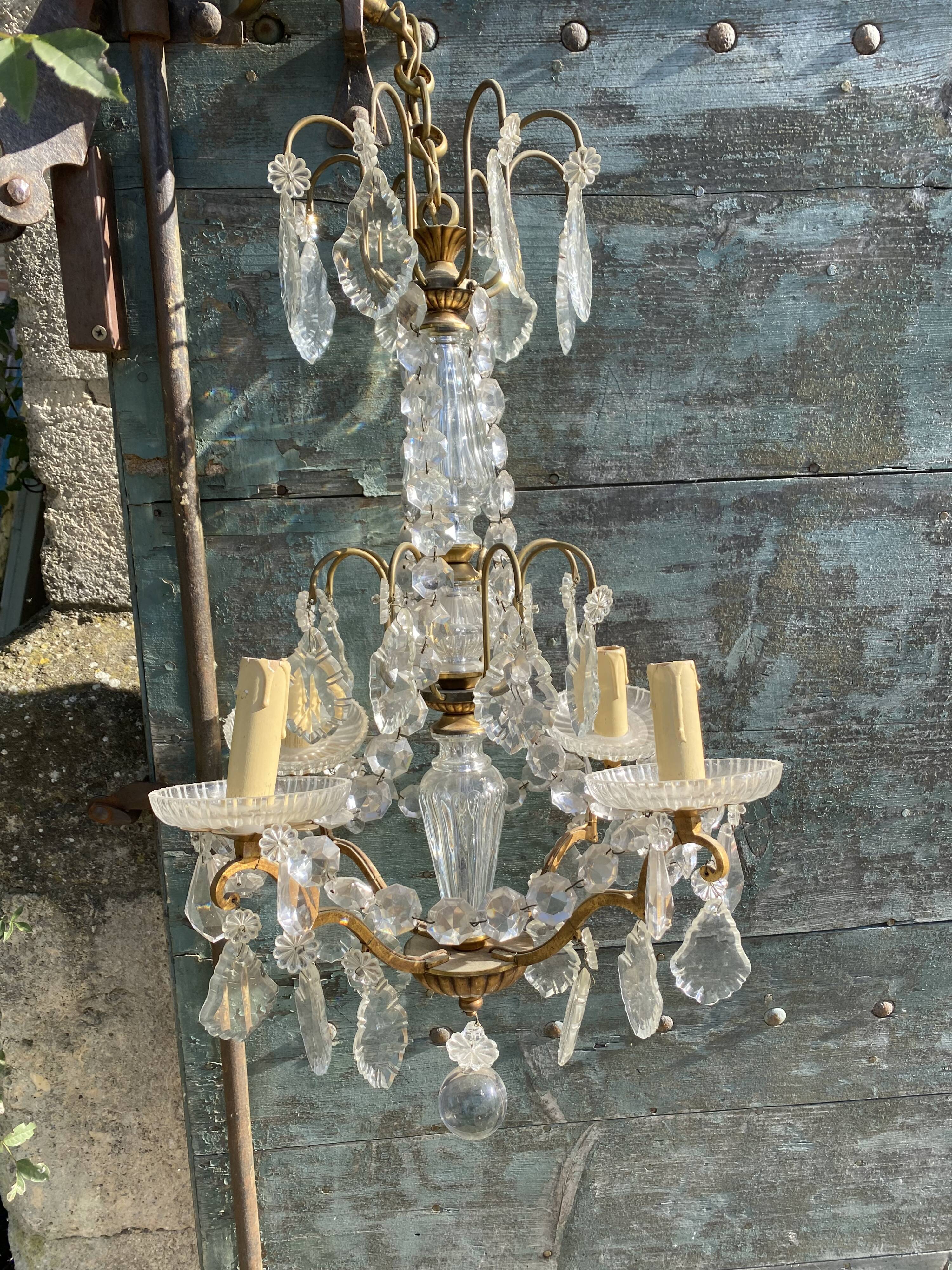 Chandelier with bronze and crystal grapevines