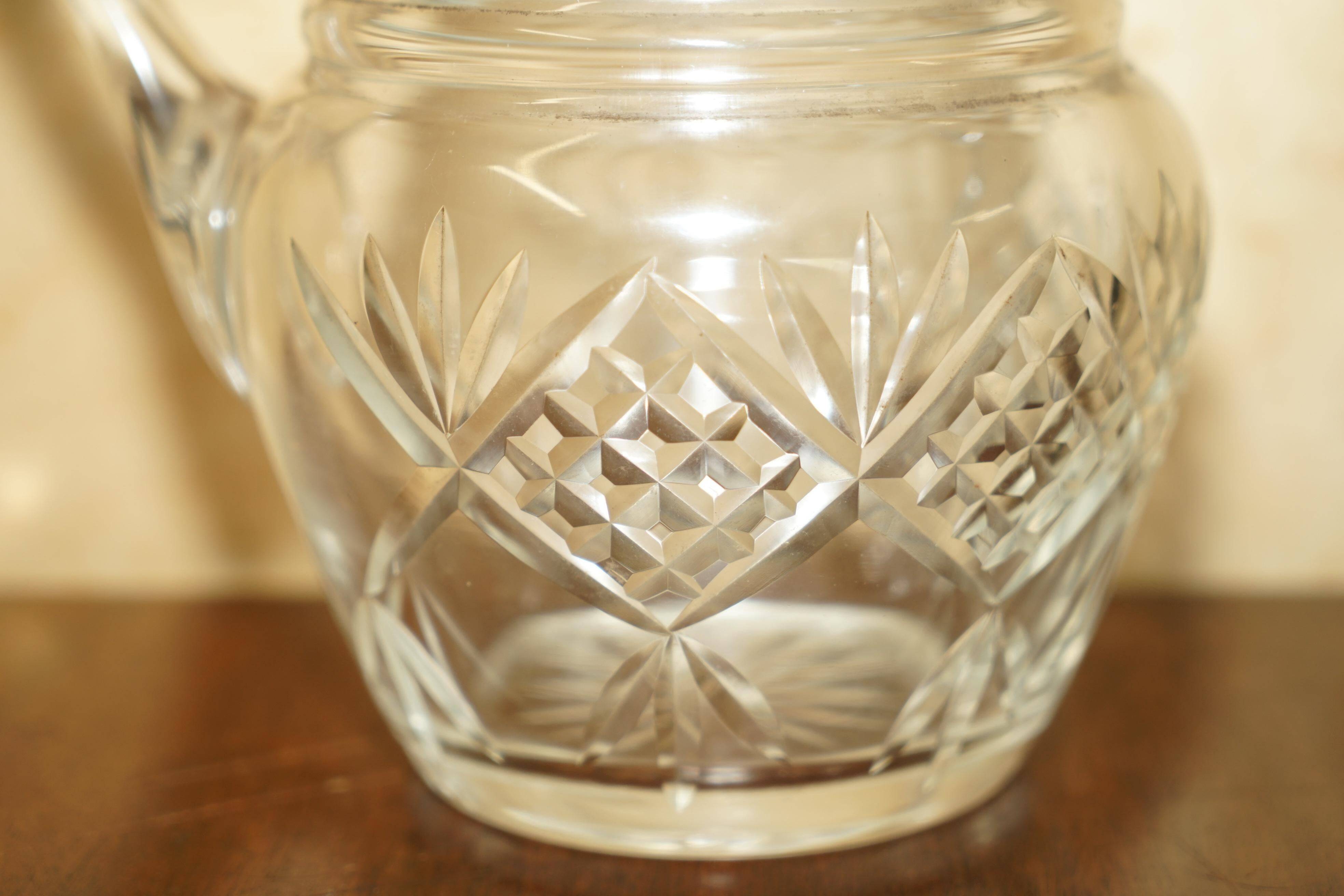 Vintage pair of cut glass Art Deco decanters circa 1930.